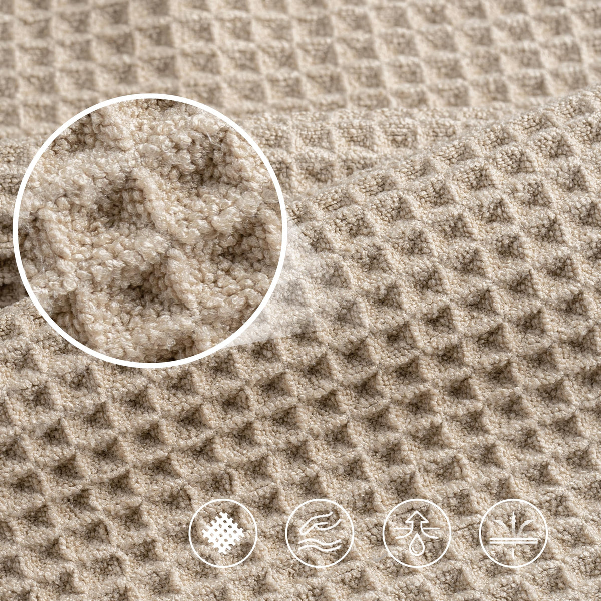 Polyte 430 Gsm Microfiber Oversize Quick Dry Lint Free Bath Towel, 60 X 30 in, 4 Pack (Waffle Weave)