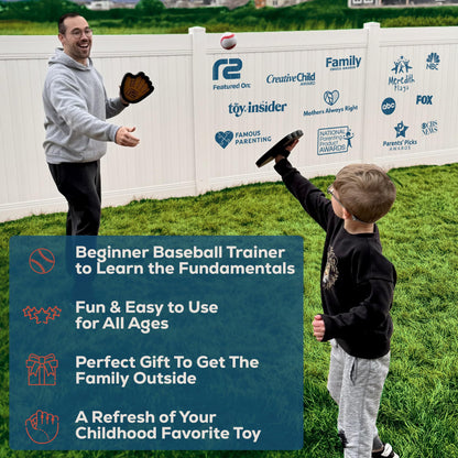 Toss and Catch Ball Game Set - Easy to Use Sticky Balls & Beginner Baseball Training Glove - Premium Toy Paddle Fits All Hand Sizes From Toddlers to Teens & Adults - Fun Gift Idea for Boys and Girls