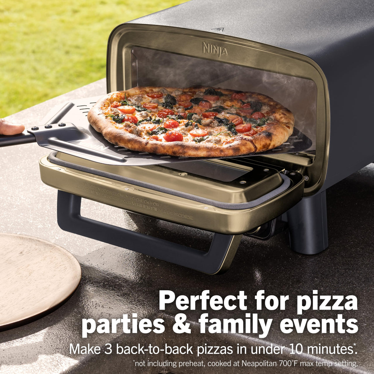 Ninja Artisan Electric Outdoor Pizza Oven with Stone | 12-Inch Pizza in 3-Minutes