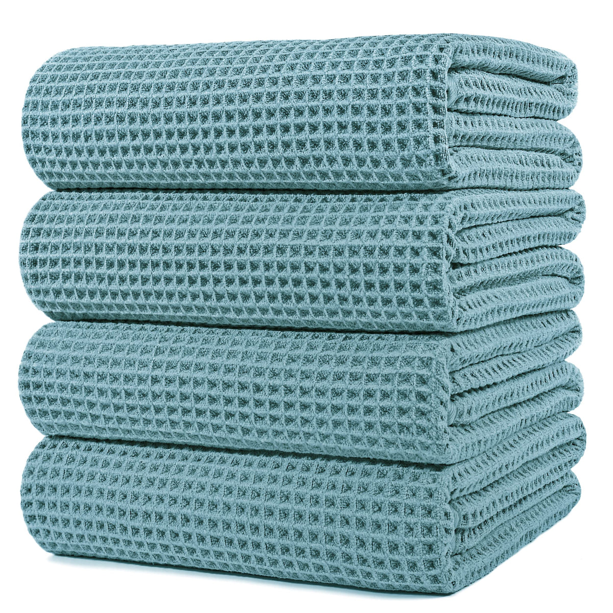 Polyte 430 Gsm Microfiber Oversize Quick Dry Lint Free Bath Towel, 60 X 30 in, 4 Pack (Waffle Weave)