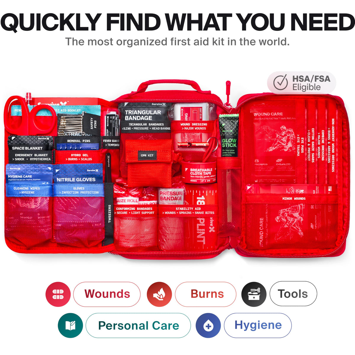 Survivex Large First Aid Kit for Car, Travel & Home - Emergency Kit