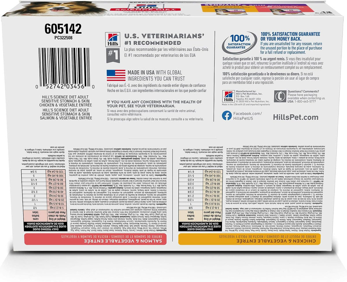 Hill's Science Diet Adult Sensitive Stomach & Skin Wet Dog Food, Turkey & Rice, 12.5 Oz. Cans, 12-Pack