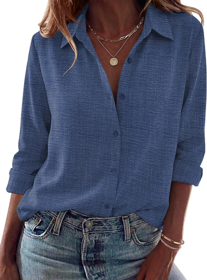 Zeagoo Blouses for Women Dressy Casual Long Sleeve Button Down Shirts Tops