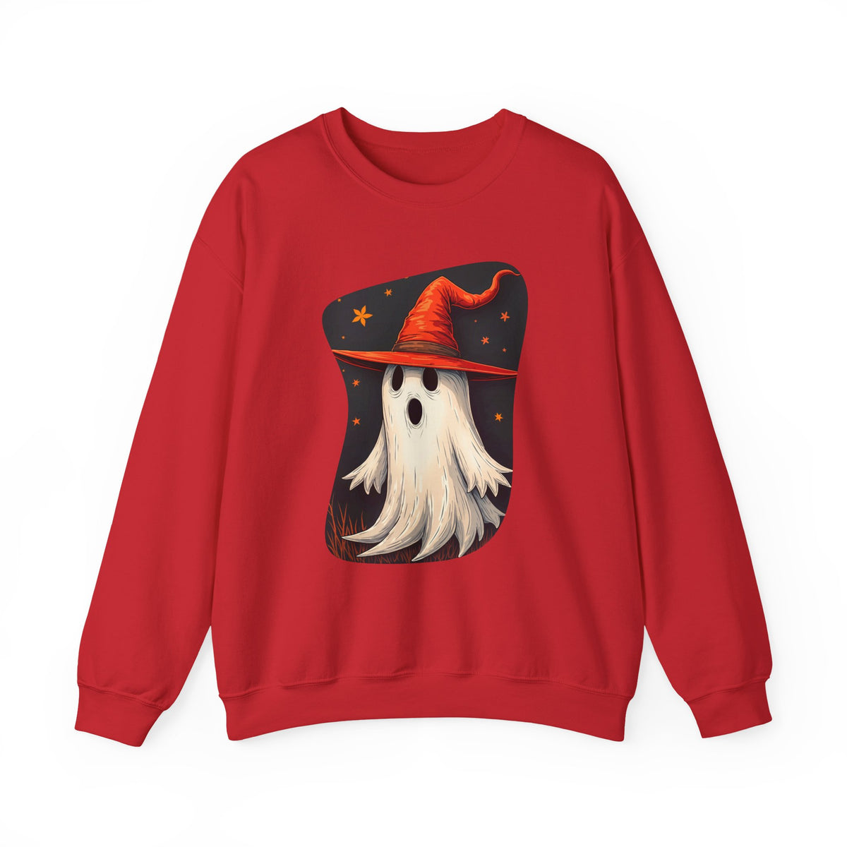 Spooky Ghost Witch Hat Halloween Crewneck Sweatshirt