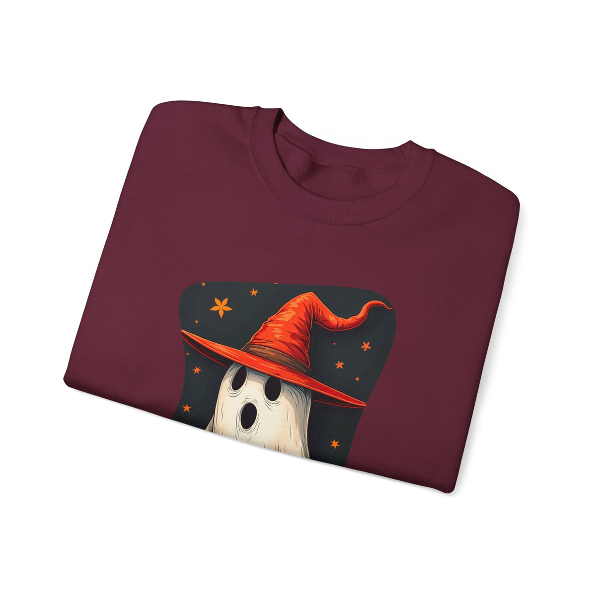 Spooky Ghost Witch Hat Halloween Crewneck Sweatshirt