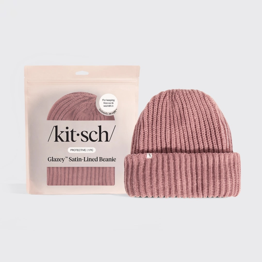Glazey Satin-Lined Beanie: Blush