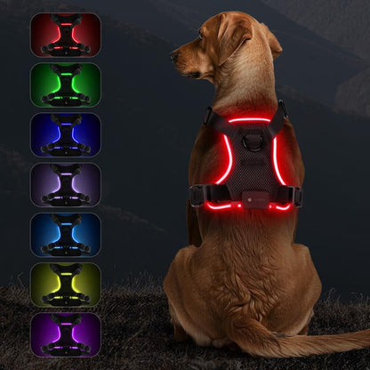 Illuminate Your Dog's Adventures: Rechargeable LED Harness for All Sizes - Breathable, Adjustable, Waterproof & Easy to Use! Perfect for Walking & Training