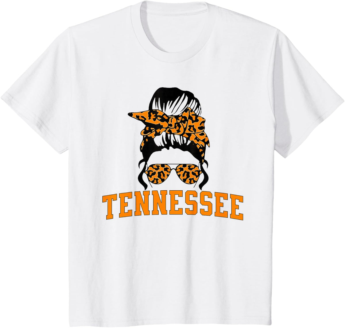 Tennessee State Women's Kids TN Orange Fan Messy Bun Hair T-Shirt
