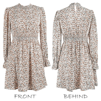 CUPSHE Women Mock Neck Floral Smocked Waist Mini Dress