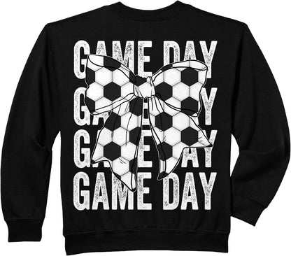 Soccer Bow Game Day Coquette Women Front and Back Print Sweatshirt