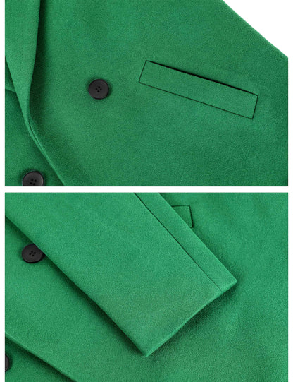 Women's Wool Coat Notch Lapel Double-Breasted Peacoat