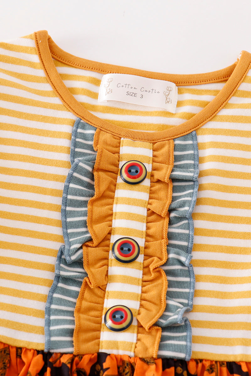 Platinum Yellow Halloween Print Stripe Dress
