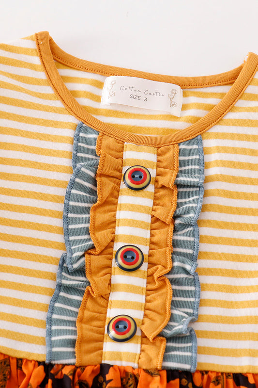 Platinum Yellow Halloween Print Stripe Dress