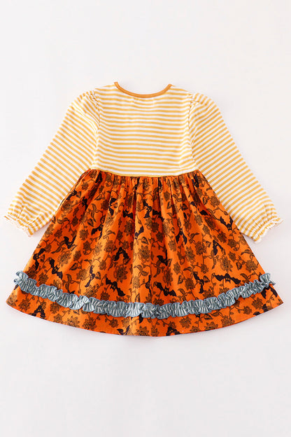 Platinum Yellow Halloween Print Stripe Dress