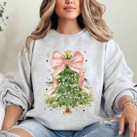 Beautiful Christmas Tree, Coquette, Ribbon, Bows, Xmas Sweatshirt