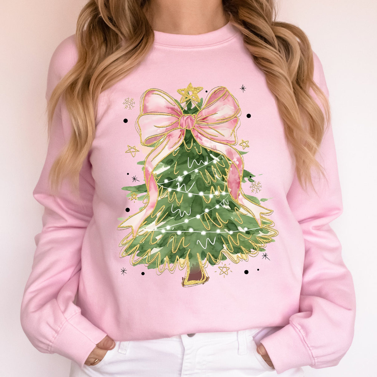 Beautiful Christmas Tree, Coquette, Ribbon, Bows, Xmas Sweatshirt