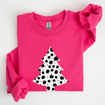 Christmas Tree, Dalmatian, Animal Print, Winter, Xmas, Santa Sweatshirt