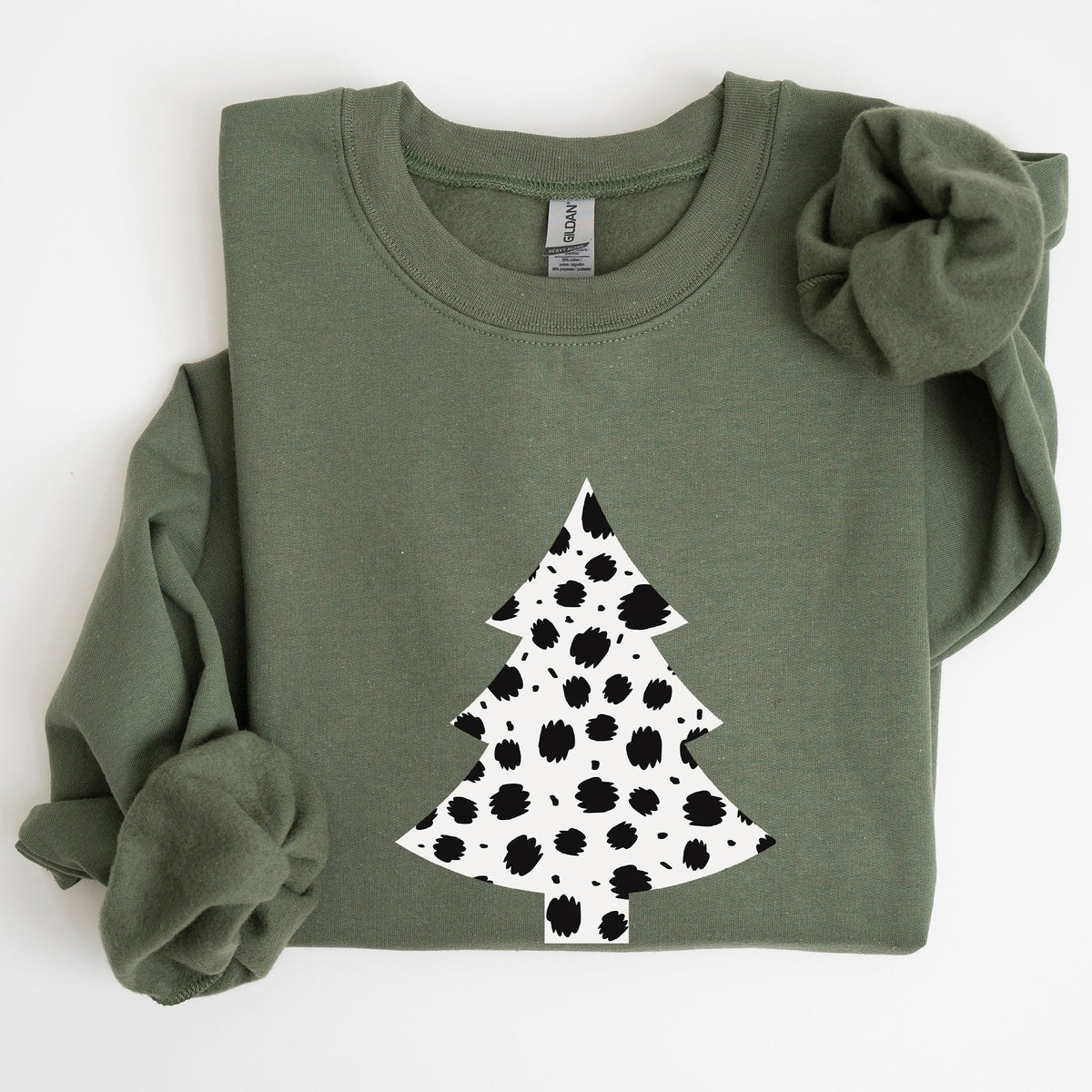 Christmas Tree, Dalmatian, Animal Print, Winter, Xmas, Santa Sweatshirt