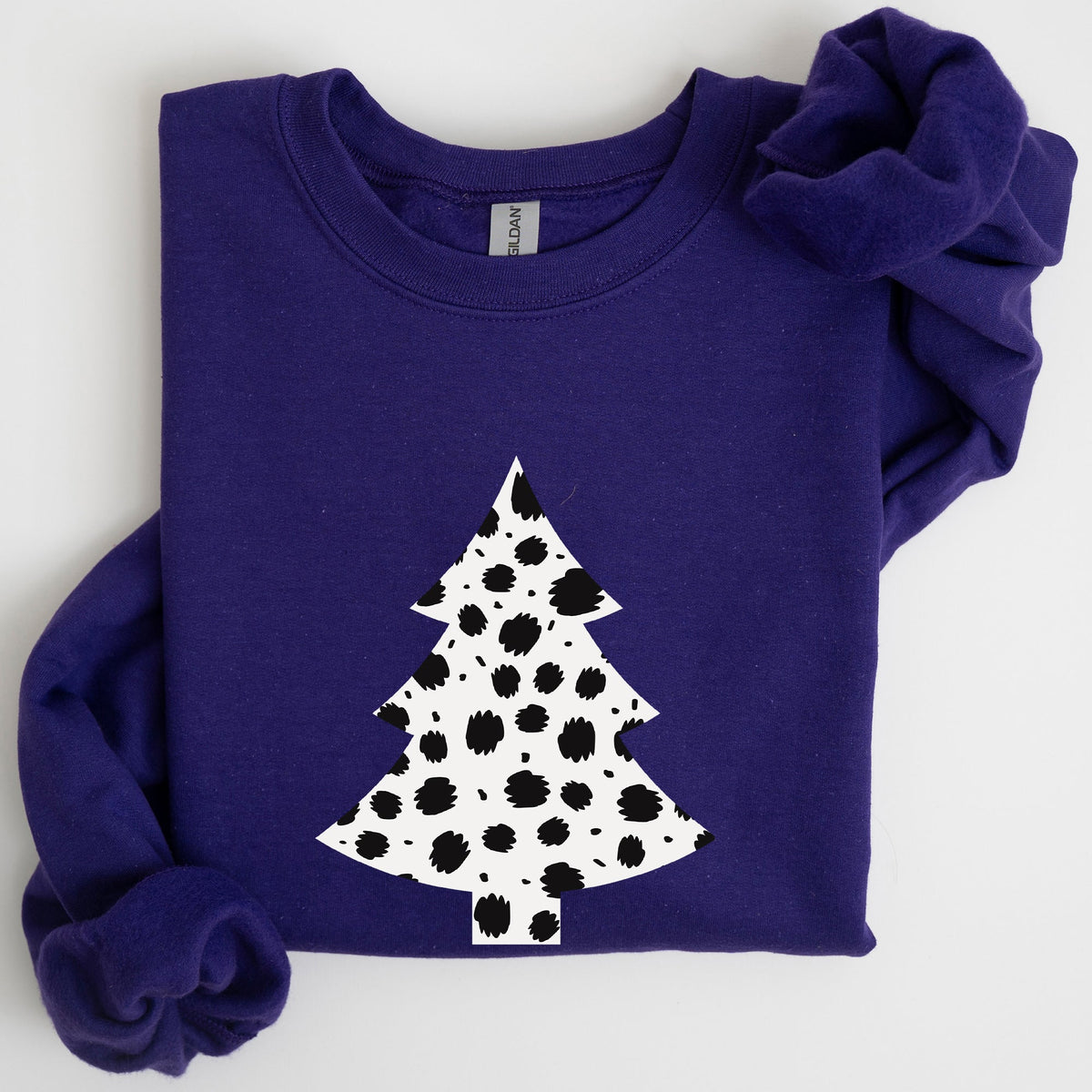Christmas Tree, Dalmatian, Animal Print, Winter, Xmas, Santa Sweatshirt