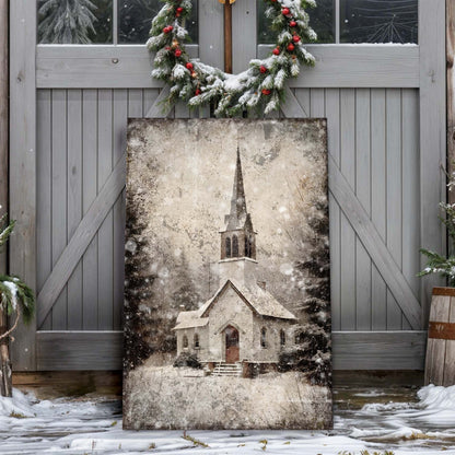 Vintage Church Christmas Wall Art Iv