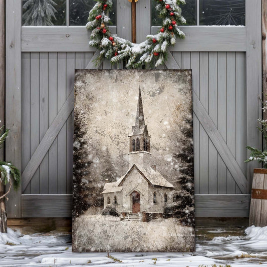 Vintage Church Christmas Wall Art Iv