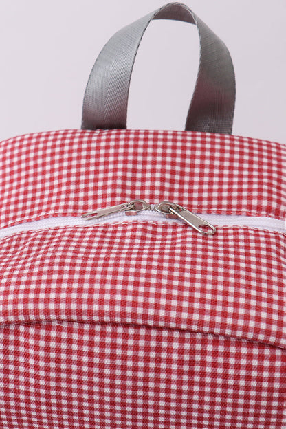 Red Alabama Embroidery Gingham Backpack