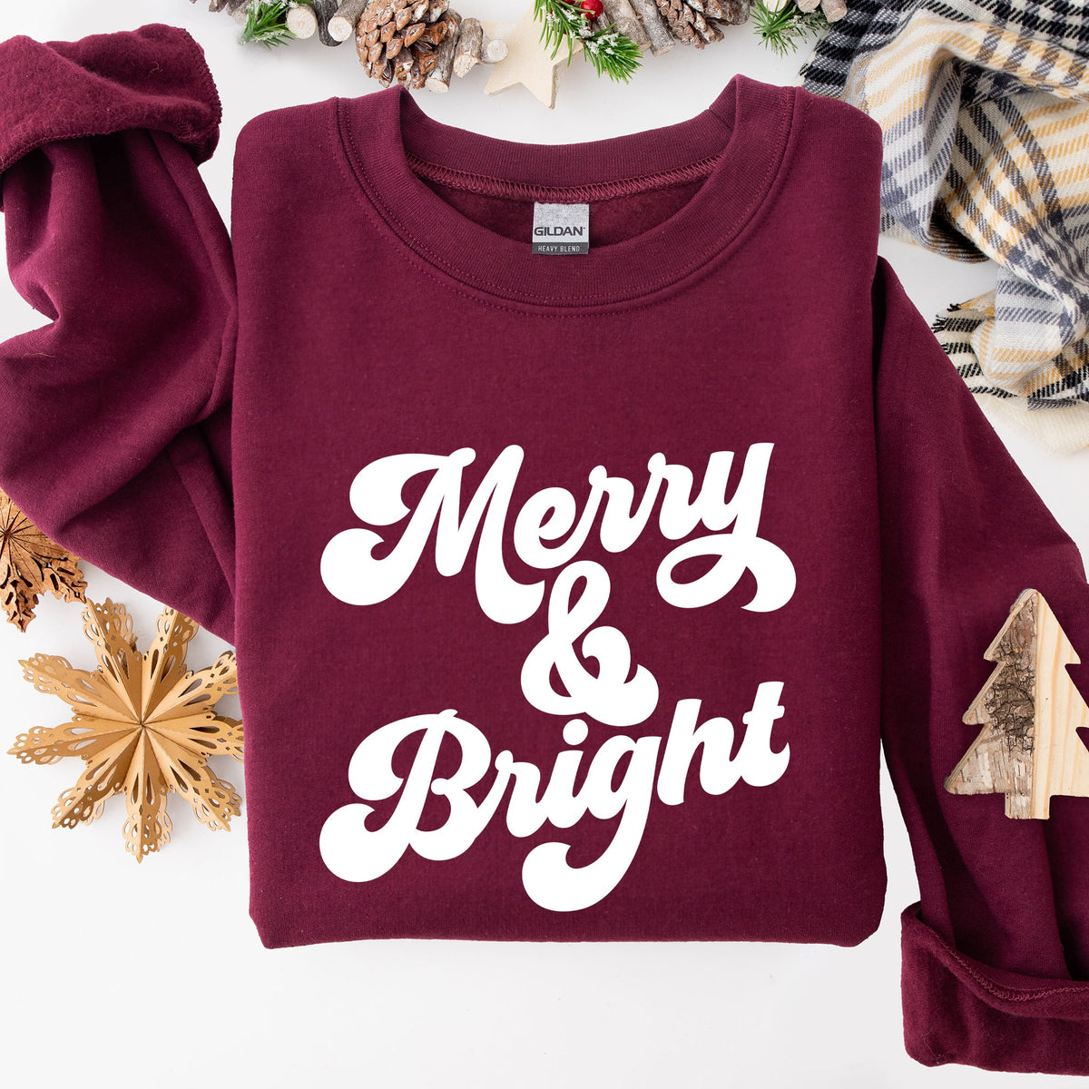 Merry and Bright, Classic Christmas, Winter, Santa, Xmas Sweatshirt