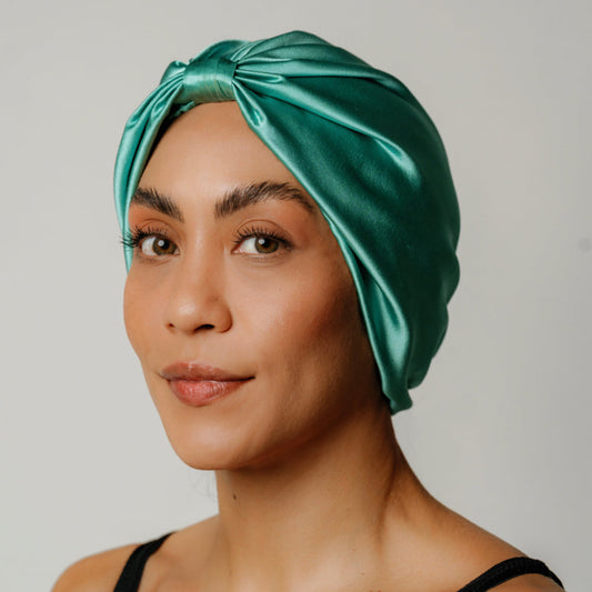 Organic Silk Hair Bonnet Jade Green