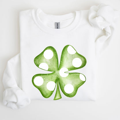 Polka Dot Shamrock St Patrick's Day Celebration Pattern Graphic Festive Irish Pride Sweatshirt