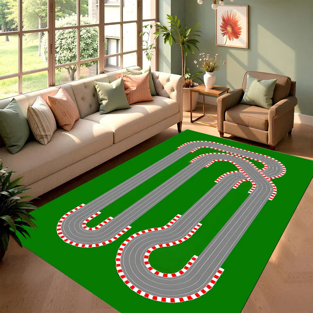 City & Race Track Carpet Series Non Slip Soft Easy to Clean Ideal for Home Play Area Vacation House Interactive Decor Kid Rugs
