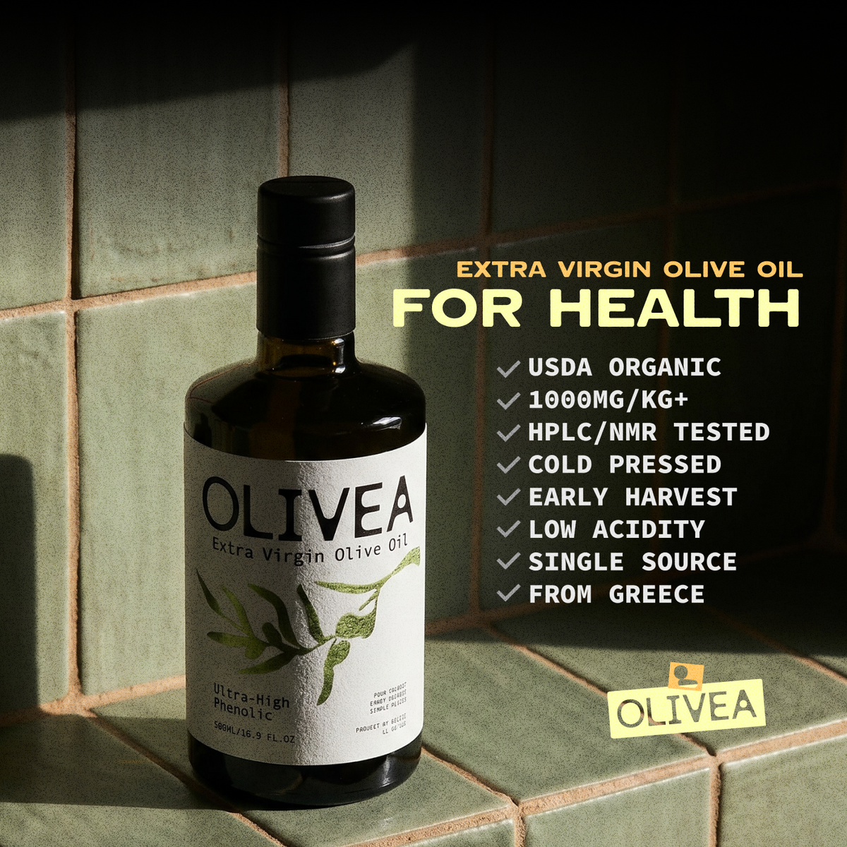 Ultra High Phenolic Extra Virgin Olive Oil — 1,000+ Mg/Kg Polyphenols