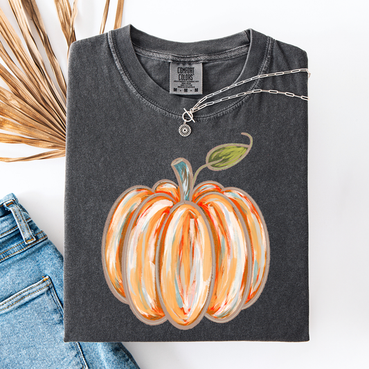 Watercolor Pumpkin Halloween Autumn Fall Cozy Vintage-Inspired Artwork For Seasonal Wardrobe Comfort Colors Tee