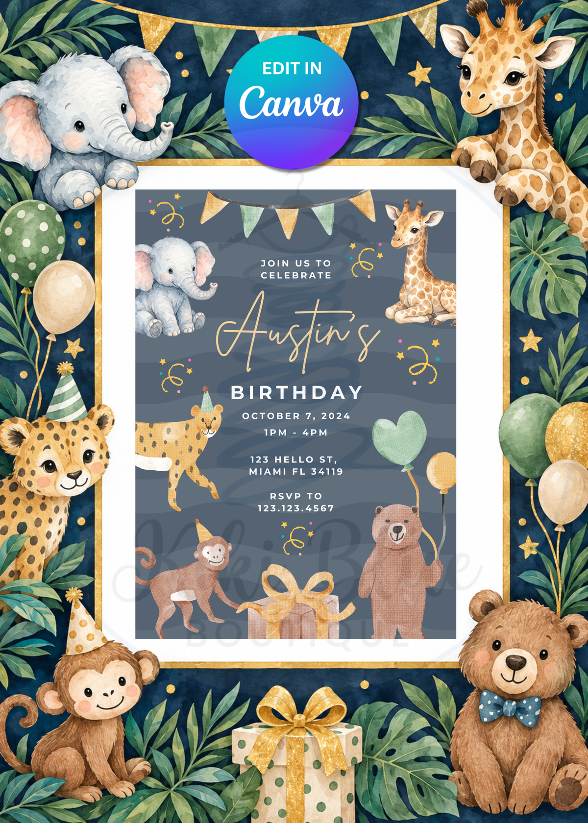 Safari Birthday Invite