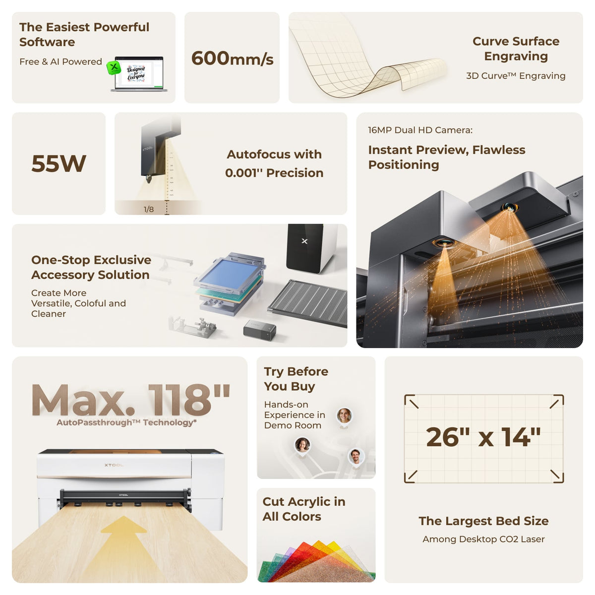 Xtool P2S 55W Desktop CO2 Laser Cutter