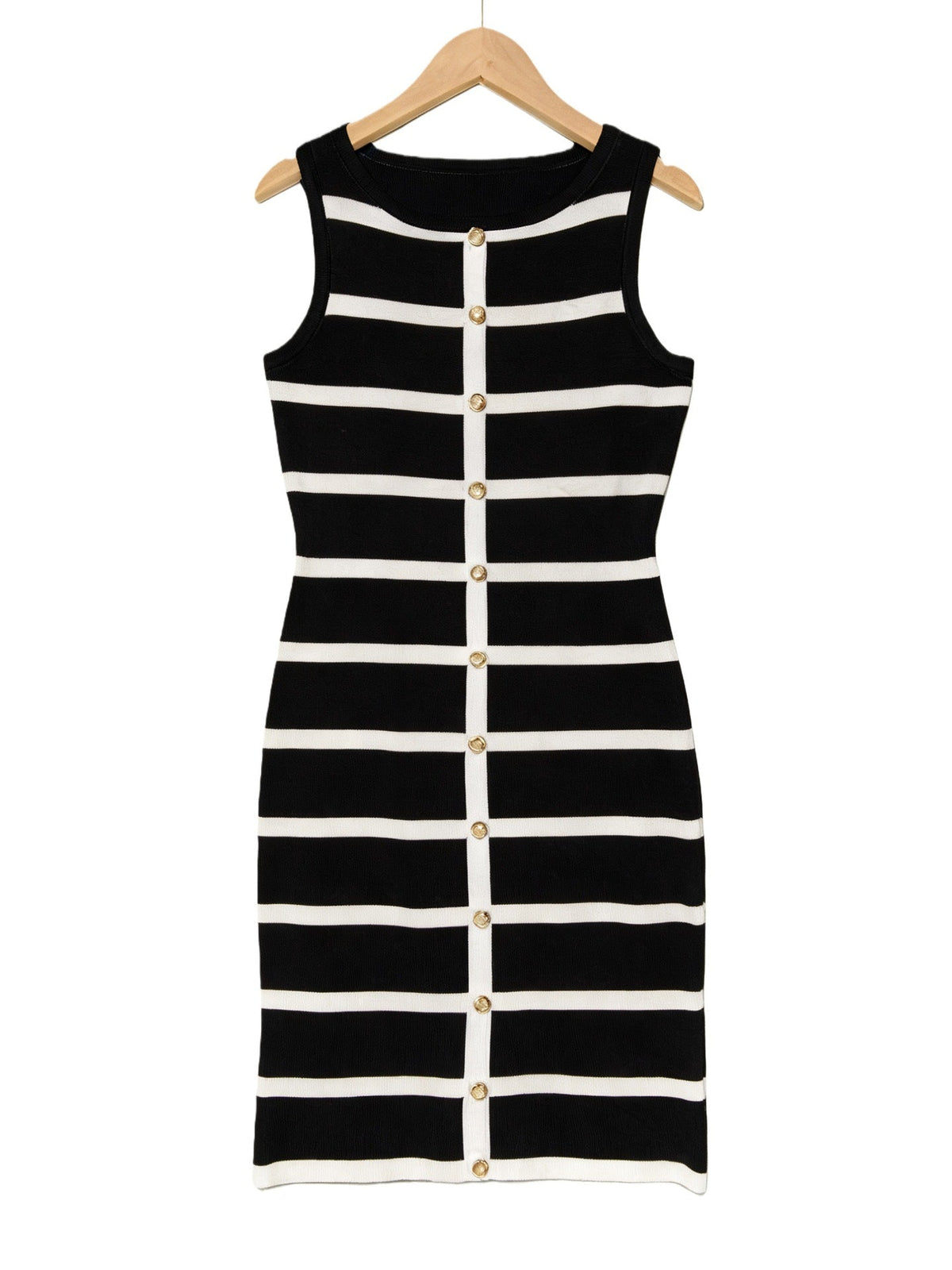 Contrast Stripe Knit Sleeveless Midi Dress – 5 Colors, S–l