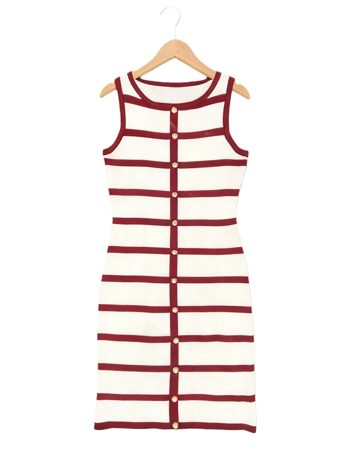 Contrast Stripe Knit Sleeveless Midi Dress – 5 Colors, S–l