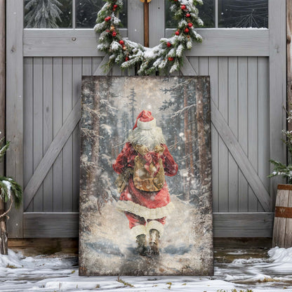 Vintage Santa Claus in Winter Forest Christmas Wall Art Ii