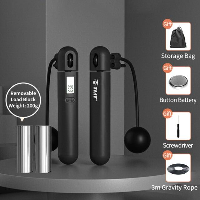 Wireless Electronic Jump Rope with Counter Speed Skipping Adjustable Soft Anti-Slip Handle Skipping Rope with Calorie Counter Adjustable Digital Jump Rope for Indoor Workout Fitness