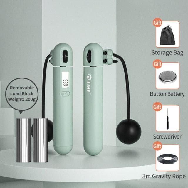 Wireless Electronic Jump Rope with Counter Speed Skipping Adjustable Soft Anti-Slip Handle Skipping Rope with Calorie Counter Adjustable Digital Jump Rope for Indoor Workout Fitness